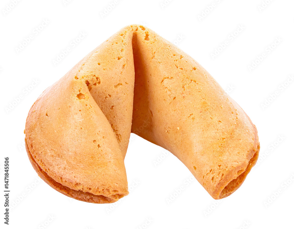 Golden fortune cookie isolated on transparent background asian tradition lucky concept