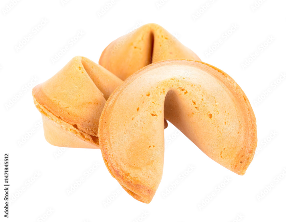 Fortune Cookies Isolated on Transparent Background Traditional Chinese Dessert PNG