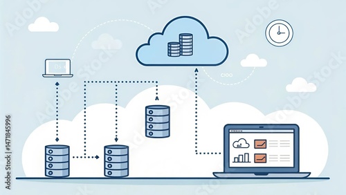 Cloud Computing Concept with Data Storage and Digital Connectivity
