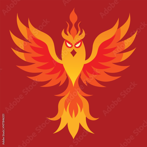 Fiery wings design, a vector illustration of a burning eagle symbol