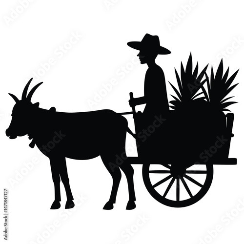 A vintage horse-drawn carriage silhouette with wheels, not for a disabled person