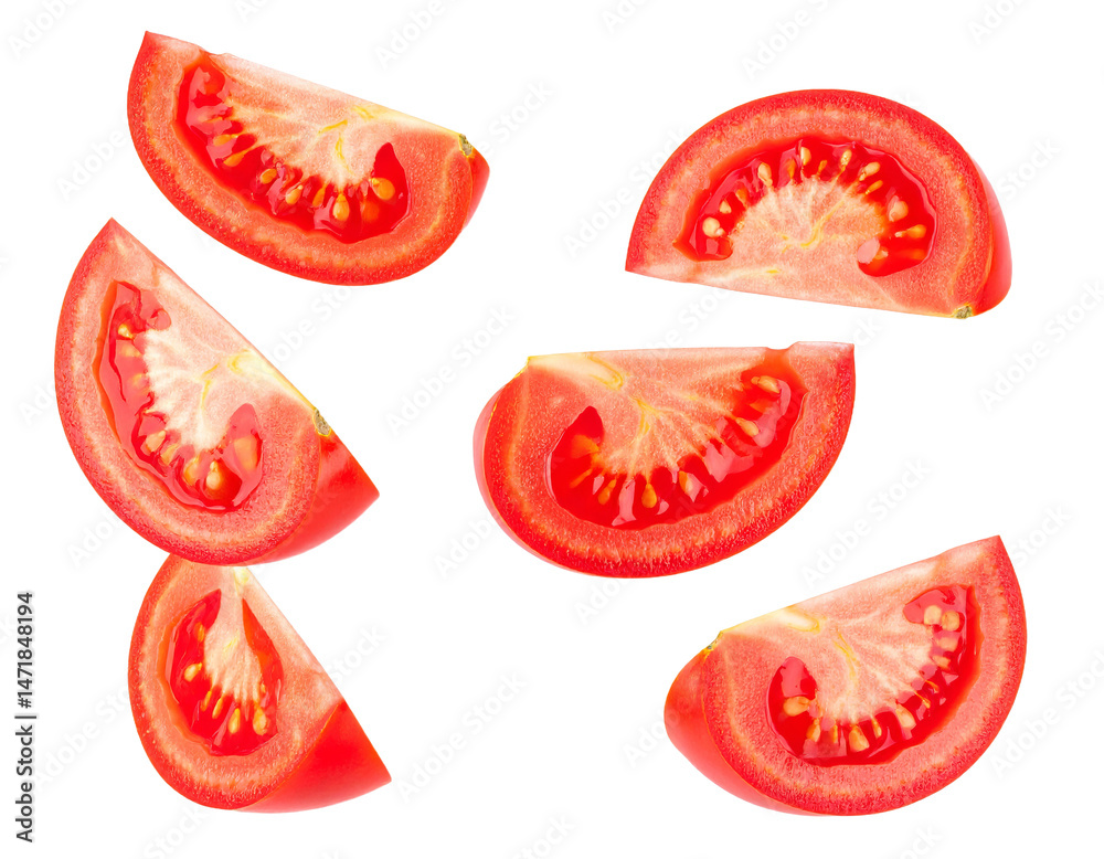 Fresh Tomato Slices Isolated on Transparent Background Healthy Food Ingredient