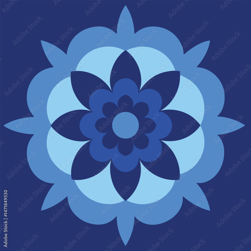 Abstract blue floral vector design shows a mandala pattern, a colorful nature illustration perfect for decoration or wallpaper Abstract blue floral vector design shows a mandala pattern, a colorful nature illustration perfect for decoration or wallpaper