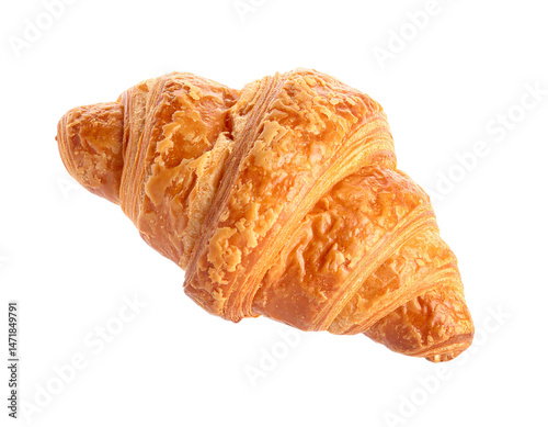 Obraz na płótnie Golden Croissant Isolated on Transparent Background Fresh Baked Pastry Delicious Food w salonie