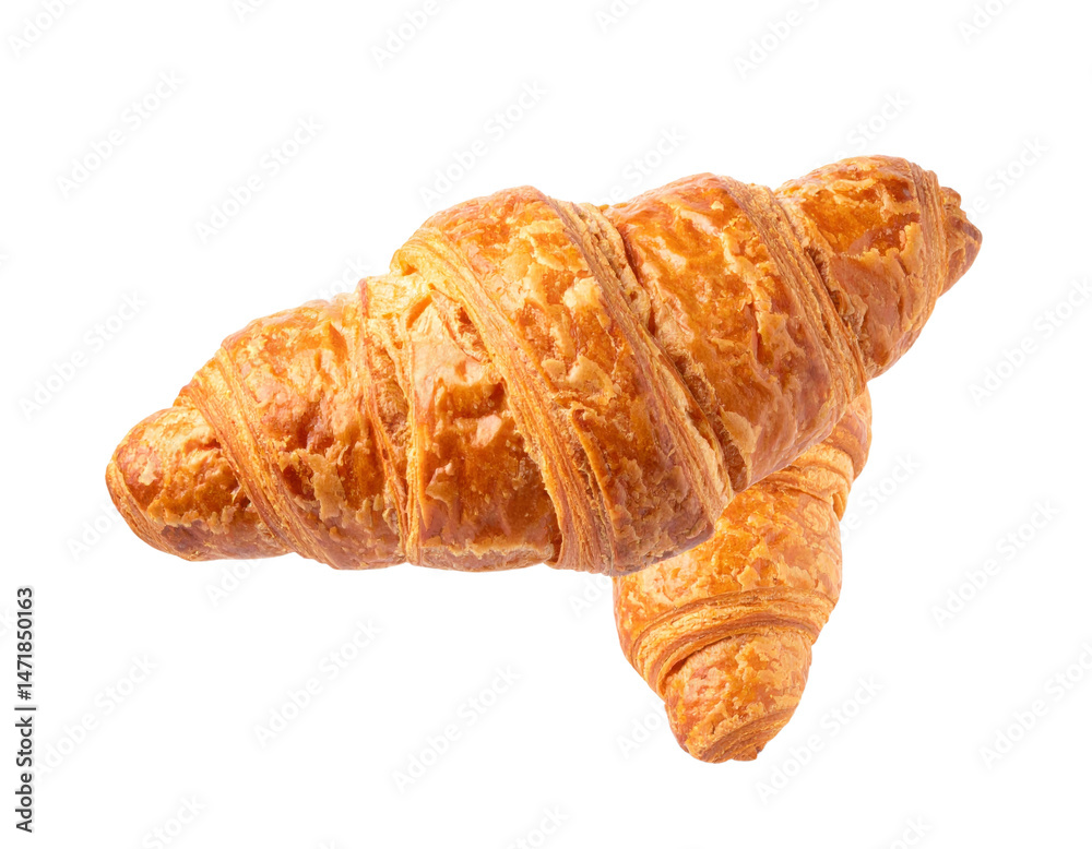Delicious Golden Croissants Pastry Isolated Transparent Background Food Breakfast Bakery