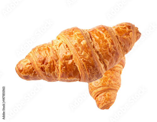 Obraz na płótnie Delicious Golden Croissants Pastry Isolated Transparent Background Food Breakfast Bakery w salonie