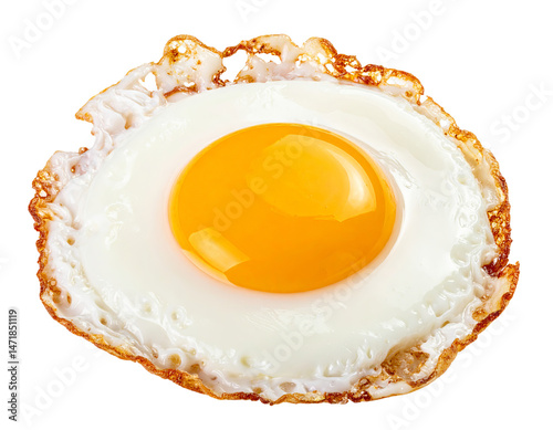 Obraz na płótnie Perfect Fried Egg Isolated on Transparent Background Nutritious Breakfast Food w salonie