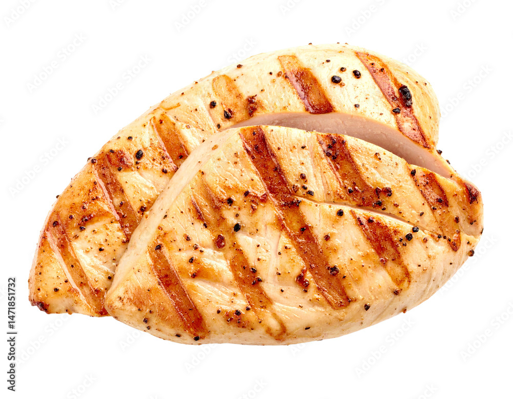 Grilled Chicken Breast Isolated Transparent Background Protein Rich Healthy Food