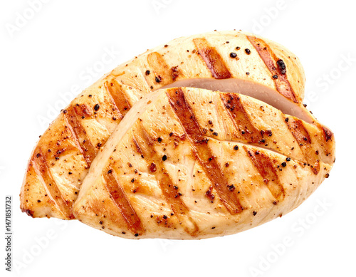 Obraz na płótnie Grilled Chicken Breast Isolated Transparent Background Protein Rich Healthy Food w salonie