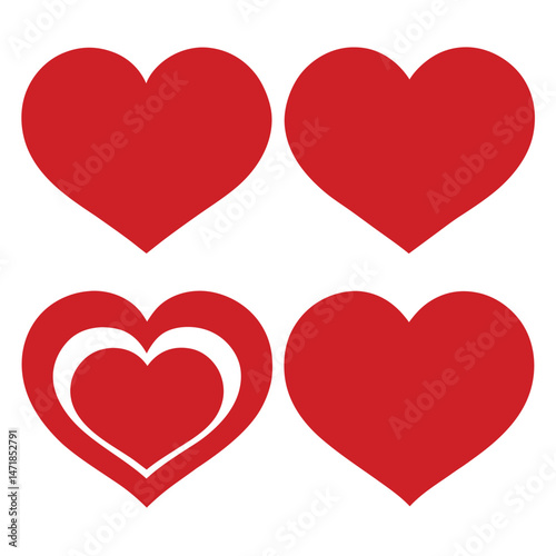 set of love heart icon vector illustration.