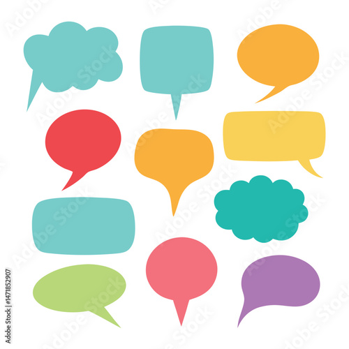 set of colorful speech bubbles