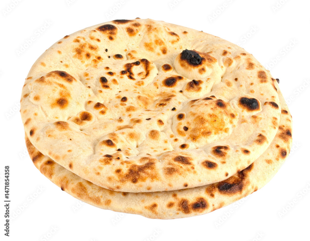 Isolated Naan Bread PNG Image Indian Cuisine Flatbread on Transparent Background