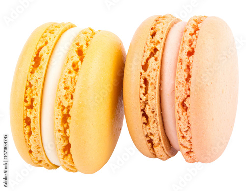 Obraz na płótnie Delicious colorful macaroons isolated on transparent background sweet French dessert w salonie