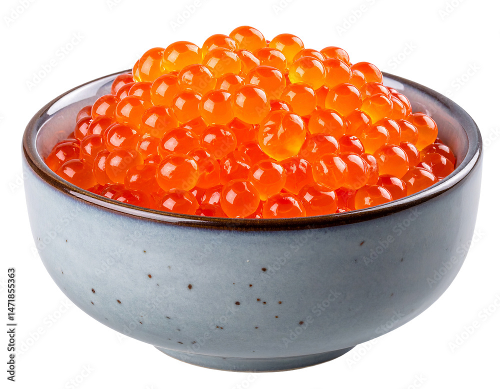 Isolated Bowl of Red Caviar Salmon Roe Seafood Gourmet Food Transparent PNG