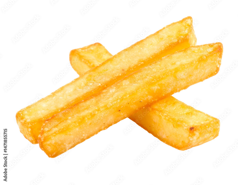 Crispy Golden French Fries Isolated Cutout Fast Food Snack on Transparent Background