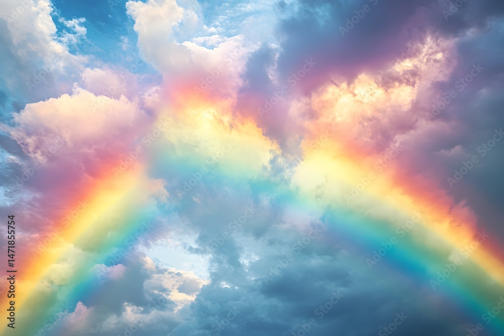 Obraz premium Double Rainbow in Colorful Cloudscape