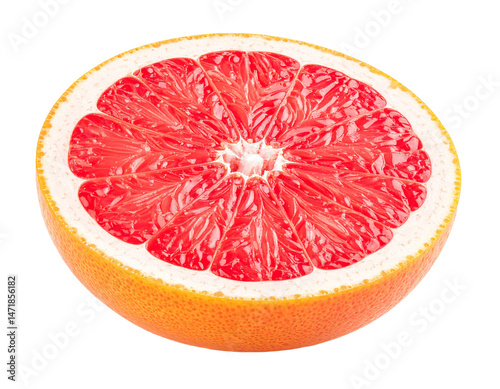 Obraz na płótnie Half Grapefruit Isolated Fresh Red Citrus Fruit with Transparent Background w salonie