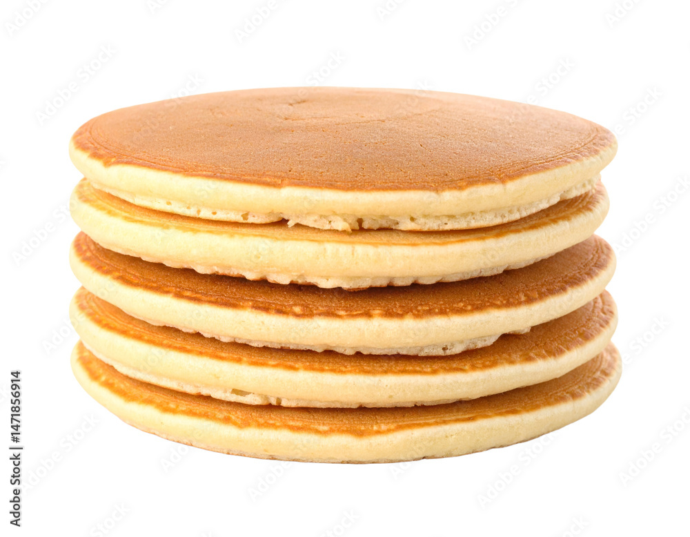 Stack of Fluffy Pancakes Isolated on Transparent Background Delicious Breakfast Food