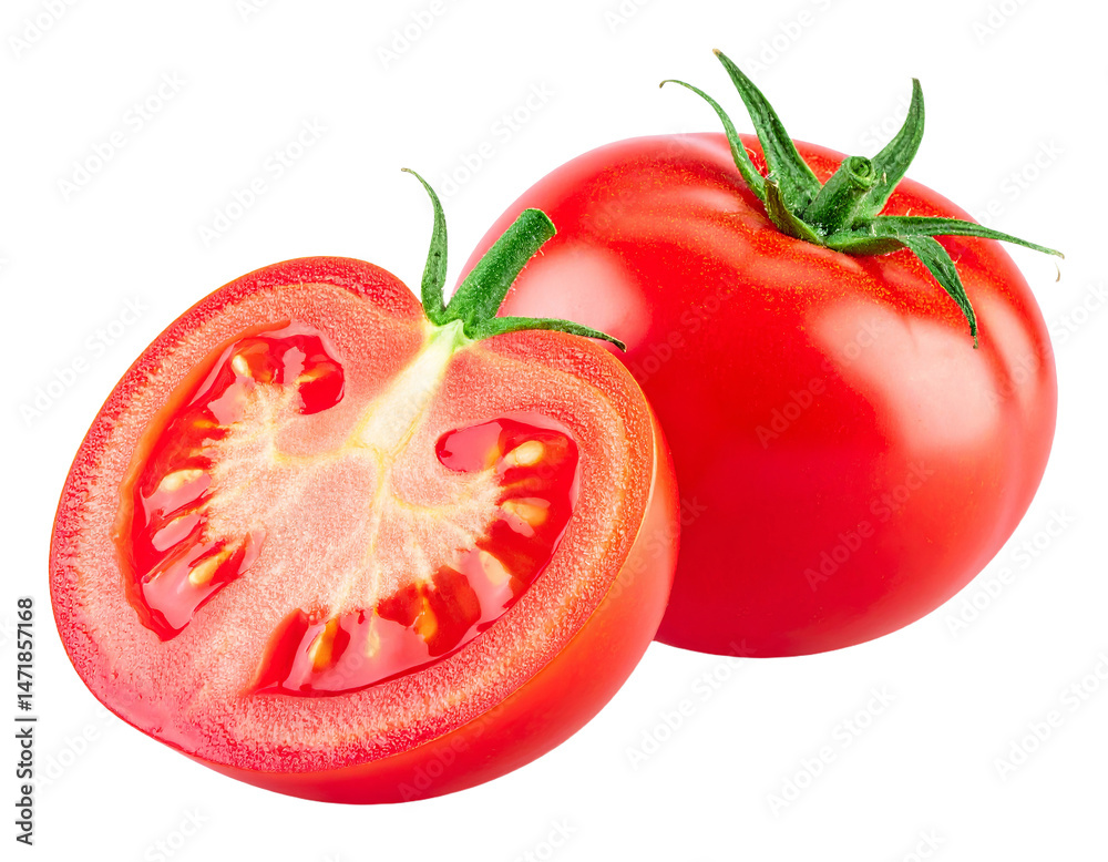 Fresh Red Tomato Cutout Isolated Vegetable Food Ingredient on Transparent Background