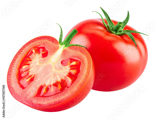 Obraz na płótnie Fresh Red Tomato Cutout Isolated Vegetable Food Ingredient on Transparent Background w salonie