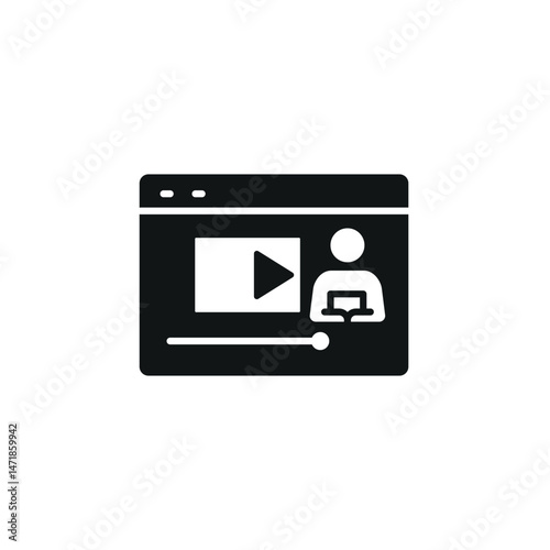 Online learning video icon. Simple online learning video icon for social media, app and web design. Vector illustration.