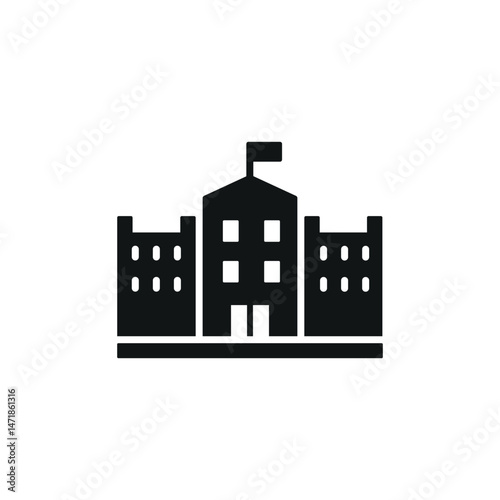 School building icon. Simple school building icon for social media, app and web design. Vector illustration.