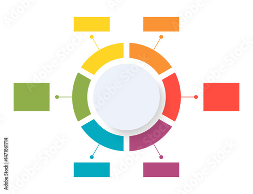 Clean Circle Infographic Template. Pie chart divided into 6 equal parts