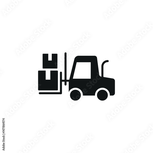 Forklift with boxes icon. Simple forklift icon for warehouse, logistics, and industrial transport purposes. Vector illustration.