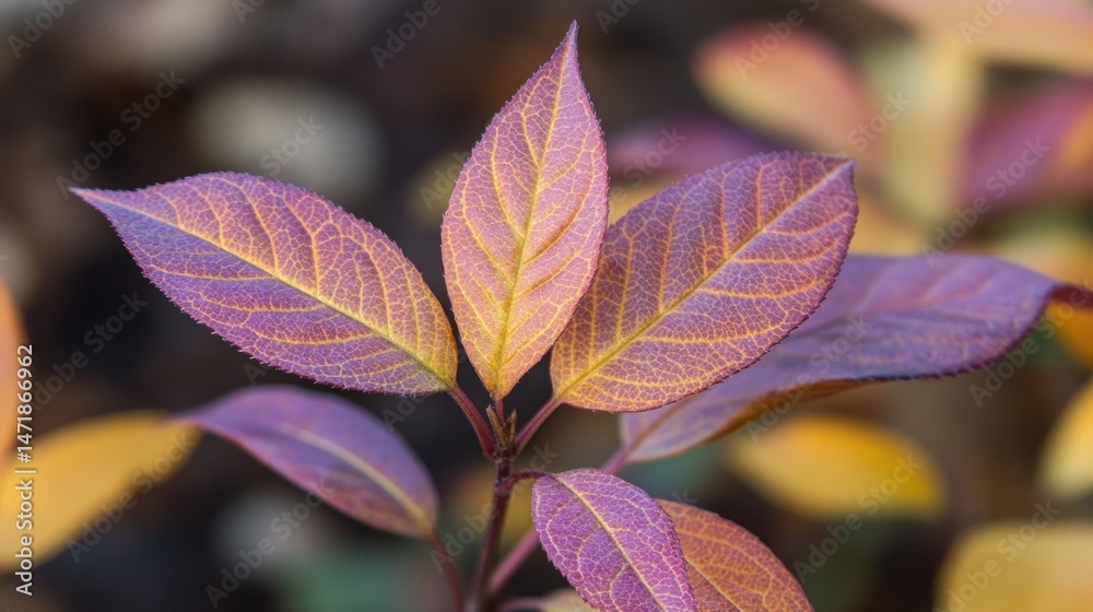 Autumnal Leaf Close-Up: A Symphony of Purple and Gold Autumnal Leaf Close-Up: A Symphony of Purple and Gold