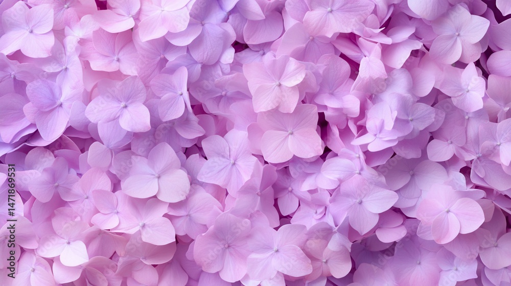 Fototapeta premium Close-up of delicate, layered, pastel pink and purple hydrangea petals
