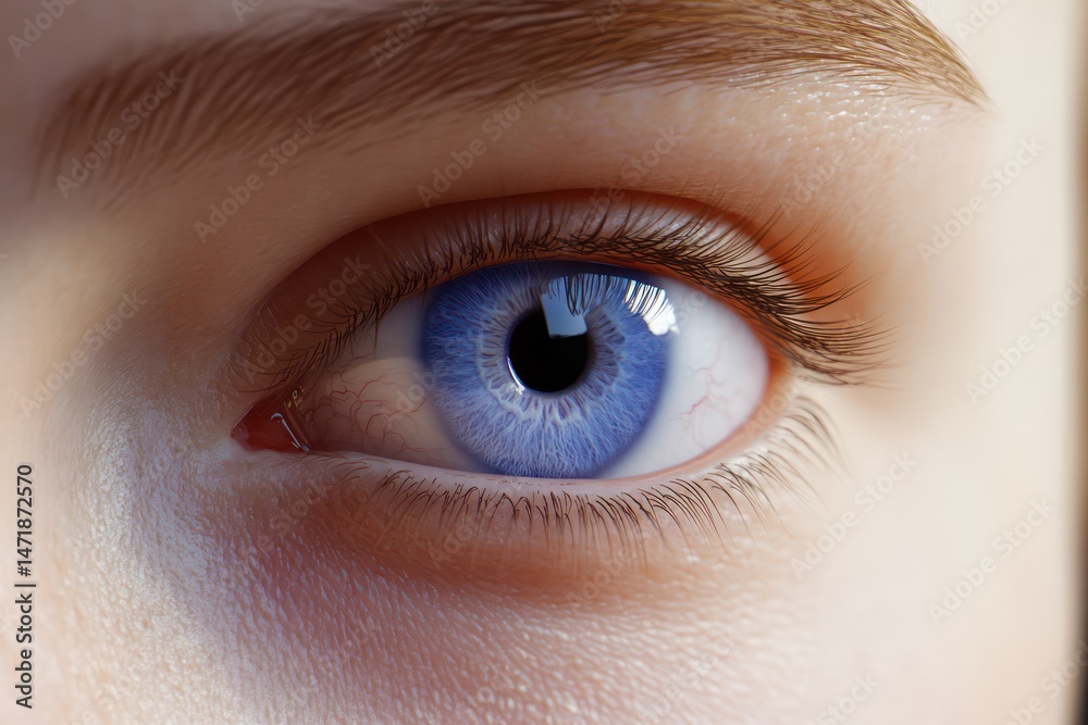 Obraz premium Realistic human blue eye extreme close-up