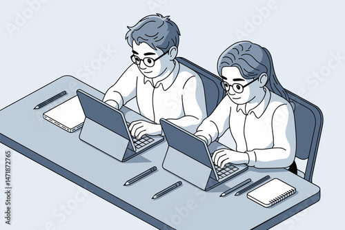 Students working on laptops in study session together