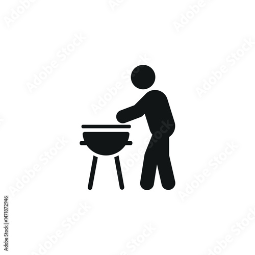 Man grilling icon. Simple man grilling icon for social media, app and web design. Vector illustration.