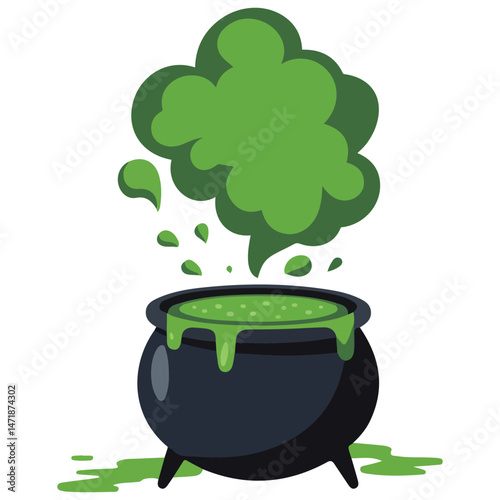 Witches cauldron Halloween isolated vector illustration on white background