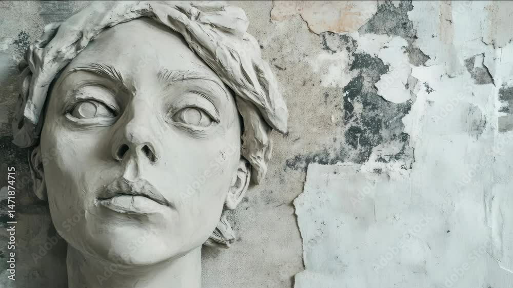 custom made wallpaper toronto digitalClay sculpture of a woman's head.