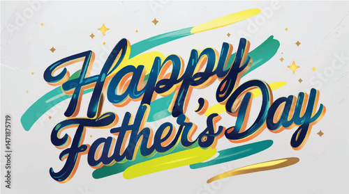 Vintage vector design card with a happy father's day  text illustration for  celebration