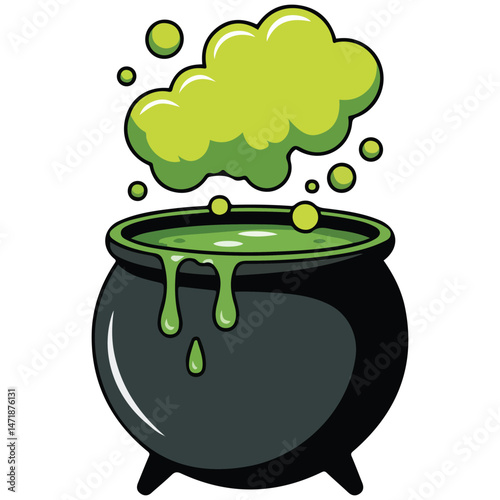 Poisonous smoke cauldron isolated vector illustration on white background