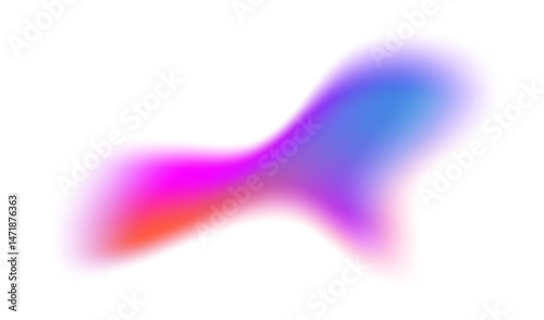 Blurred pink shape. Mesh fluid liquid abstract element. Soft light holographic blob. Neon blend vibrant multicolor figure