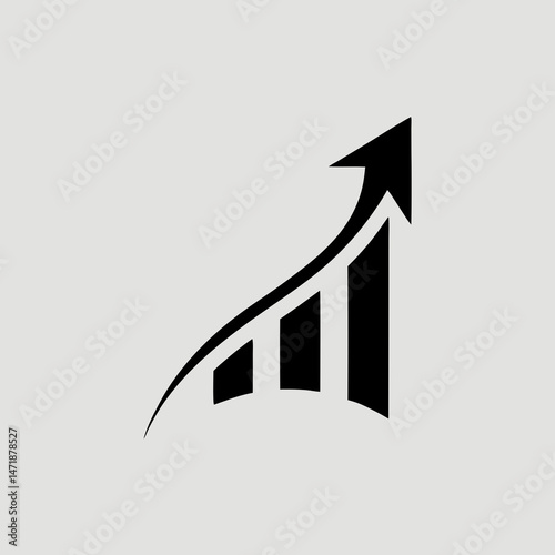 A minimalist icon of an upward trending bar chart. This image is perfect for websites or blogs about business, finance, or success.


