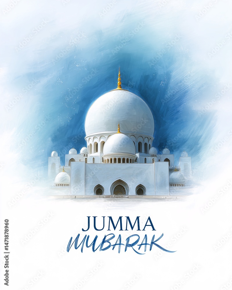 Beautiful Mosque with Artistic Tribute to Jumma Mubarak