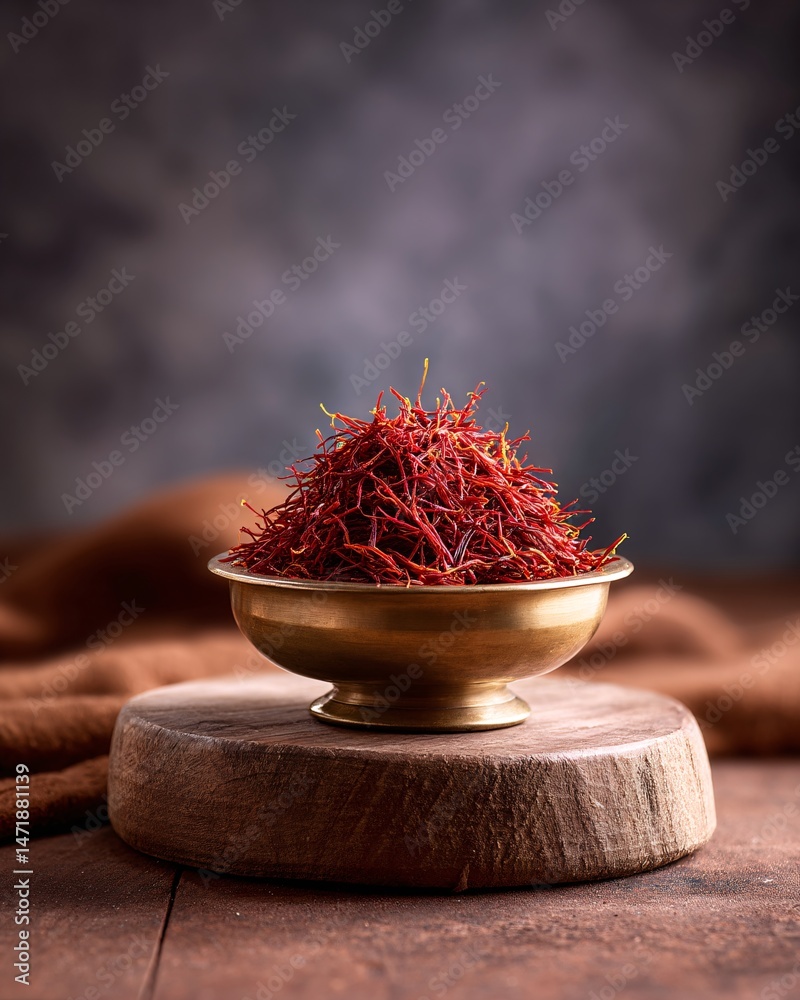 Saffron Spice in a Decorative Bowl