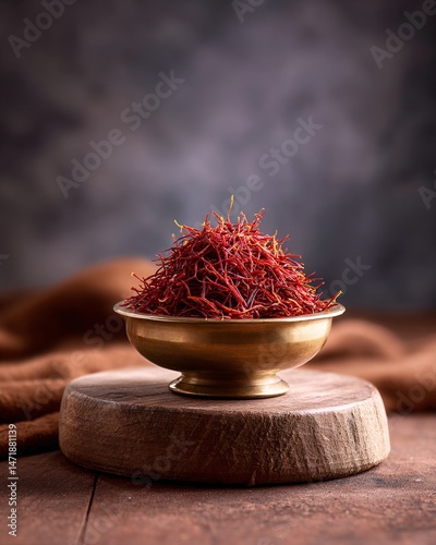 Obraz na płótnie Saffron Spice in a Decorative Bowl w salonie