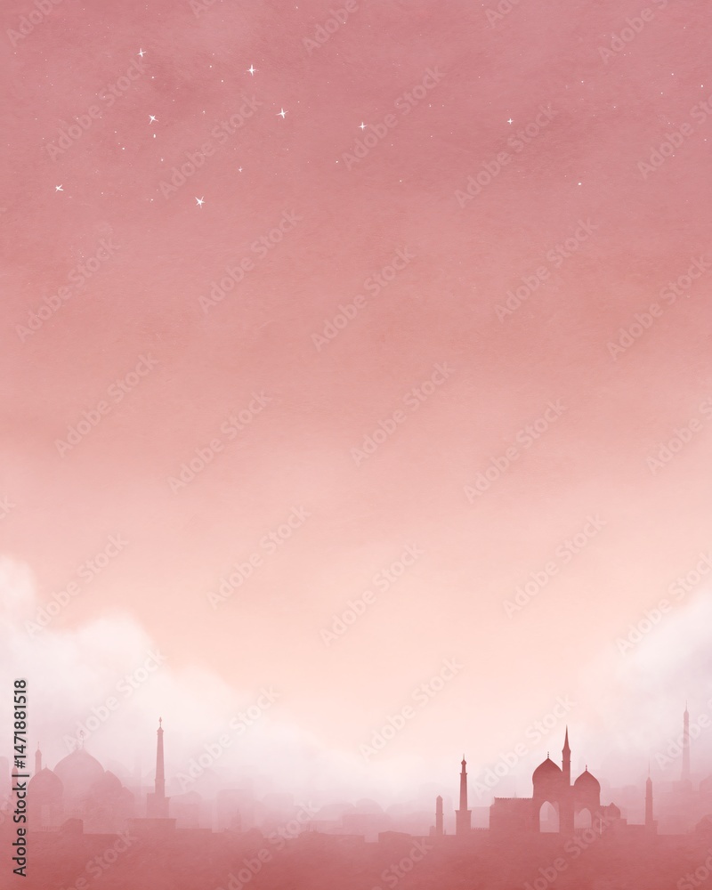 Sunset City Skyline with Silhouetted Architecture