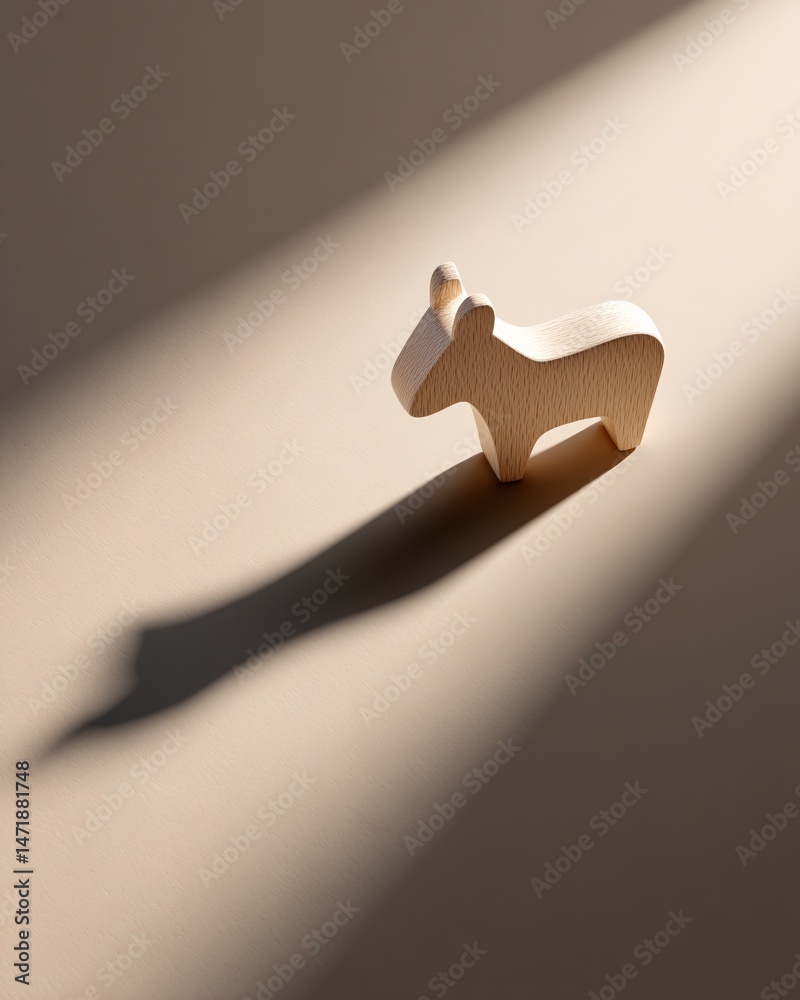 Wooden Animal Figurine in Soft Light