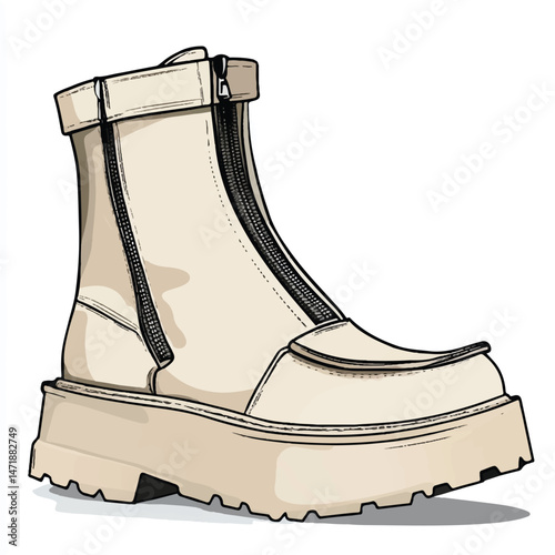 a ankle boots with zipper and thick