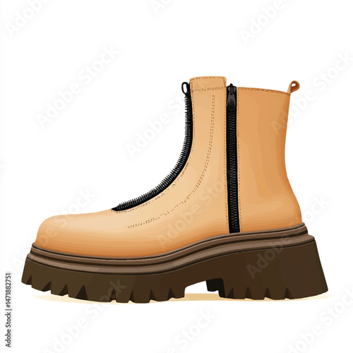 a ankle boots with zipper and thick