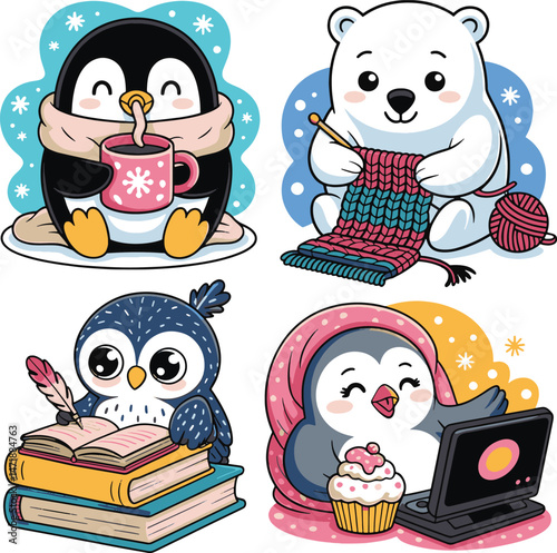 multiple animal sticker stock photos
