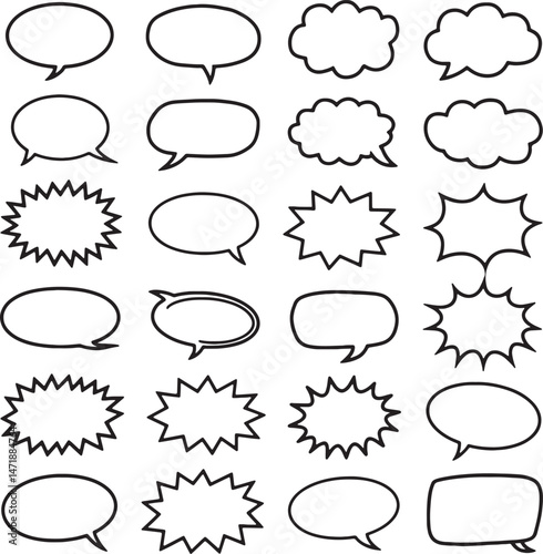 multiple speech and thought message bubbles set