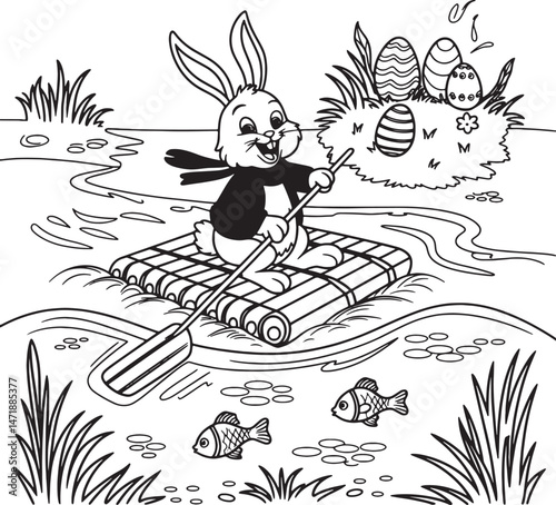 rabbit line art sticker illustration premium quality