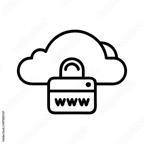 An icon representing cloud security and internet privacy. Ideal for websites and blogs discussing data protection, online safety, and secure Browse.